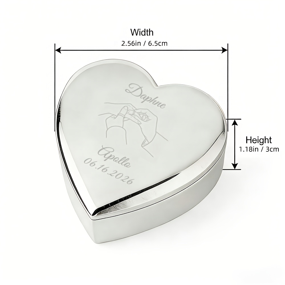Heart-Shaped Zinc Alloy Jewelry Box, Customizable Storage